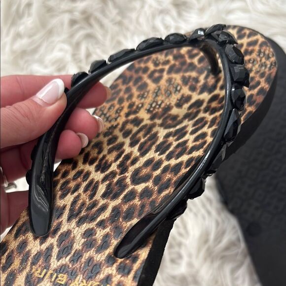 Tory Burch Black and leopard sequin Women's flip flops sz 9 - Picture 5 of 5